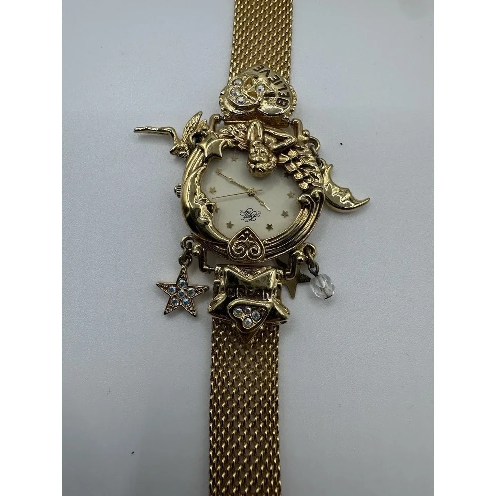Kirk’s Folly “Angel Time” Celestial Fairy Wristwatch Gold Tone 1994 Anniversary